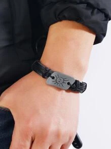 Pulsera con diseño de sol y luna - Negro - Ver 2