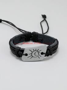 Pulsera con diseño de sol y luna - Negro - Ver 5