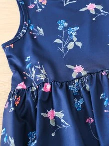 SHEIN 小女童1入組條紋印花連衣裙帶1入組印花連衣裙 - 彩色 - 查看 3