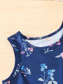 SHEIN 小女童1入組條紋印花連衣裙帶1入組印花連衣裙 - 彩色 - 查看 7