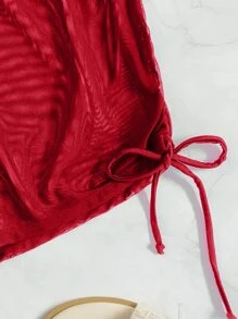 SHEIN Swim Shorts cover up con cordón lateral - Rojo - Ver 3