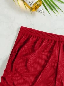 SHEIN Swim Shorts cover up con cordón lateral - Rojo - Ver 4