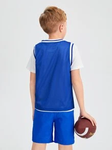 SHEIN Boys Letter Graphic Striped Trim Tank Top & Shorts Set With Tee - Multicolor - View 4