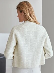 MOTF PREMIUM TWEED BASEBALL COLLAR JACKET - Beige - View 3