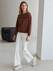 SHEIN Unity Sudadera con bordado de hombros caídos