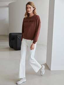 SHEIN Unity Sudadera con bordado de hombros caídos