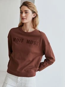 SHEIN Unity Sudadera con bordado de hombros caídos