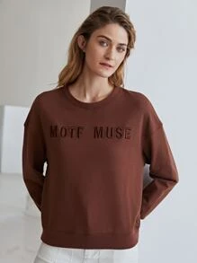 SHEIN Unity Sudadera con bordado de hombros caídos