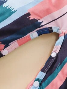 嬰兒筆刷圖案前蝴蝶結連身褲 - 彩色 - 查看 6