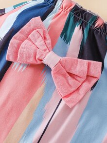嬰兒筆刷圖案前蝴蝶結連身褲 - 彩色 - 查看 7