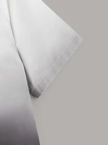 SHEIN Leap Crew Tween Boy Dinosaur Print Ombre Button Through Shirt - Black and White - View 3