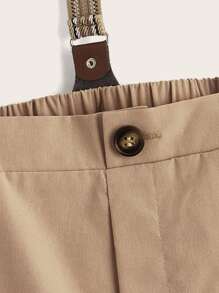 SHEIN Boys Striped Pinafore Trousers - Khaki - View 3