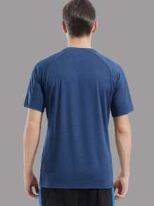 男友风纯色插肩袖运动 T 恤 - 藍色 - 查看 2