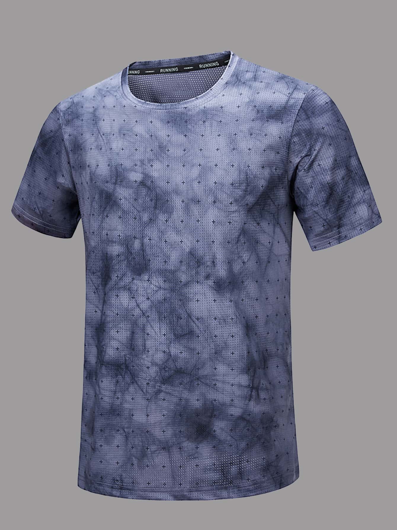 Boyfriend Style Men Tie Dye Geo Print Sports Tee - Multicolor - View 1