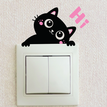 1pc Cartoon Cat Switch Wall Sticker, Cute Self Adhesive Switch Decoration Decal For Home Decor, Stickers, Wall Decal, Vinyl Decal For Home Decorations, Spring Decoration Items Refresh Your Home, Rama Decoration Stickers Gifts Birthday Graduation School Decor School Surprise Dormitory Decor Back To School Room Decor School Supplies