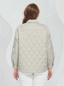 Plus Flap Pocket Quilted Coat