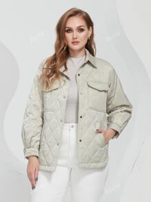 Plus Flap Pocket Quilted Coat