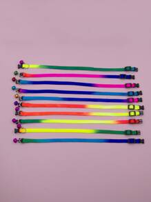 1入隨機配色彩虹鈴鐺項圈附牽引扣,適合小貓和小狗日常佩戴 - 彩色 - 查看 1