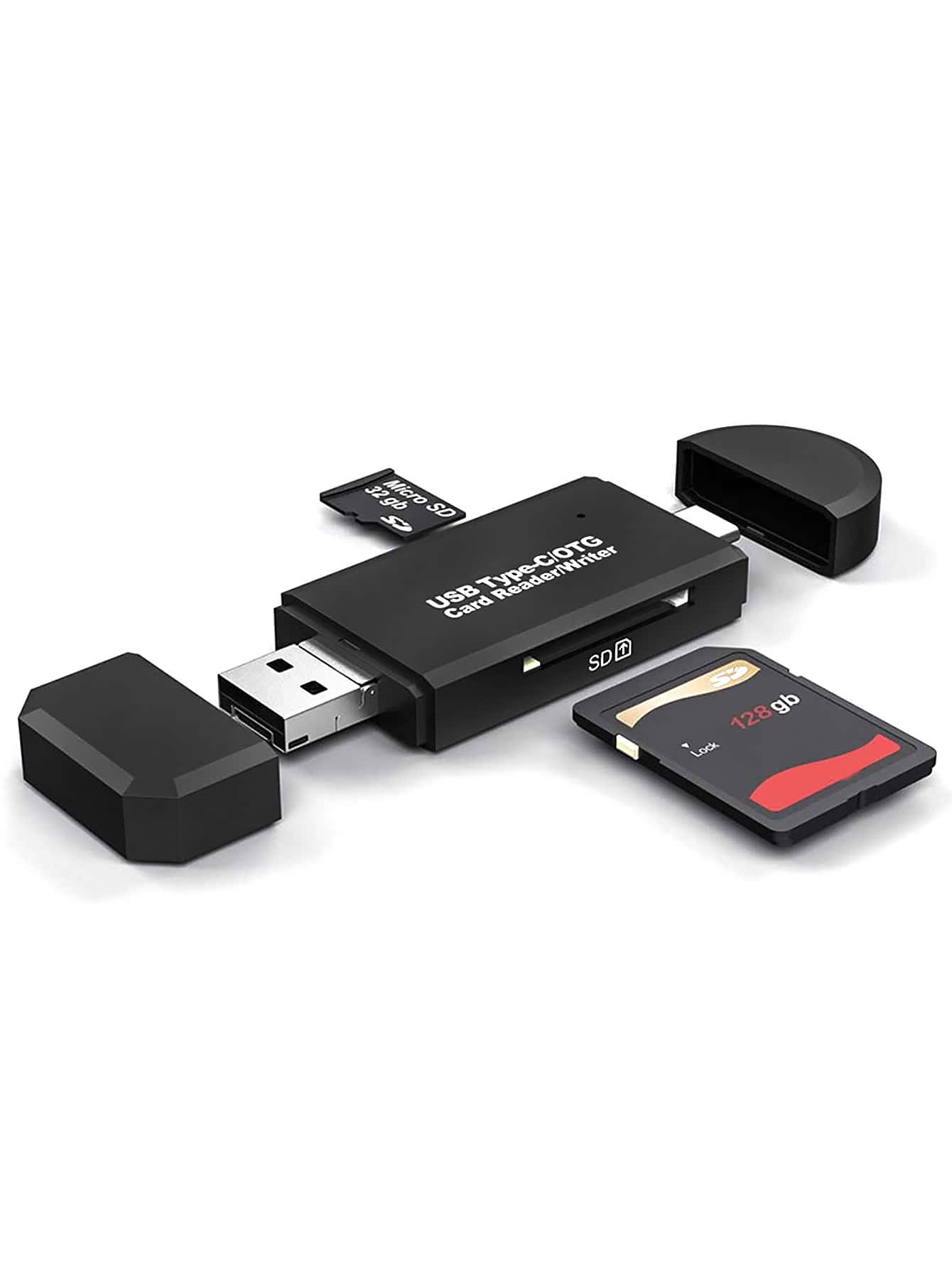 3 In 1 USB Type-C/OTG Card Reader - Black - View 1