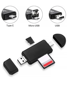 3 In 1 USB Type-C/OTG Card Reader - Black - View 3