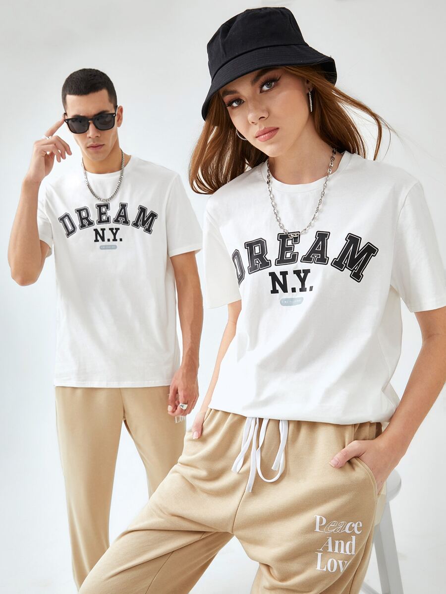 Manfinity RebelGame 1pc Letter Graphic Round Neck Tee - White - View 1