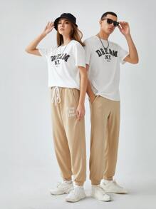 Manfinity RebelGame 1pc Letter Graphic Round Neck Tee - White - View 4