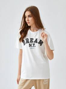 Manfinity RebelGame 1pc Letter Graphic Round Neck Tee - White - View 6