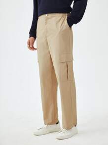 Manfinity 1pc Flap Pocket Side Cargo Trousers - Khaki - View 6