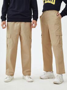 Manfinity 1pc Flap Pocket Side Cargo Trousers - Khaki - View 7