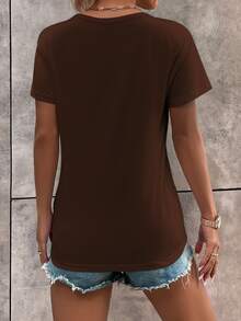 嘴唇印花圓領T恤 - 巧克力棕 - 查看 2