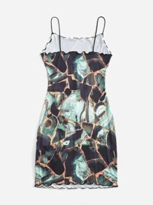 SHEIN Essnce 木耳邊大理石圖案洋裝 - 彩色 - 查看 2