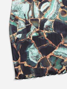 SHEIN Essnce 木耳邊大理石圖案洋裝 - 彩色 - 查看 4