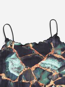 SHEIN Essnce 木耳邊大理石圖案洋裝 - 彩色 - 查看 5