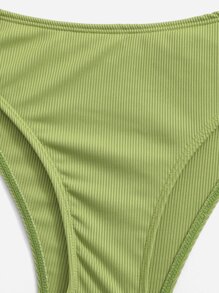 ROMWE Fairycore 3packs Ribbed Bikini With Floral Kimono, For Summer Beach Vacation - Green - View 10