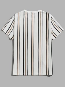 GENTILAND Men Block Striped & Letter Graphic Tee - White - View 2