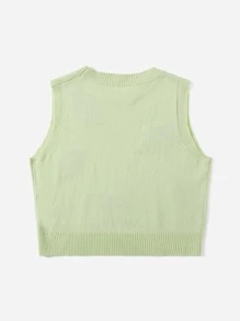 SHEIN Plus Strawberry Pattern Knit Top - Mint Green - View 2