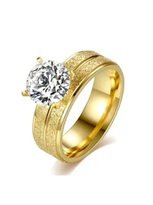 Nhẫn Tròn Khối Zirconia  Trang trí - Vàng - Xem 1