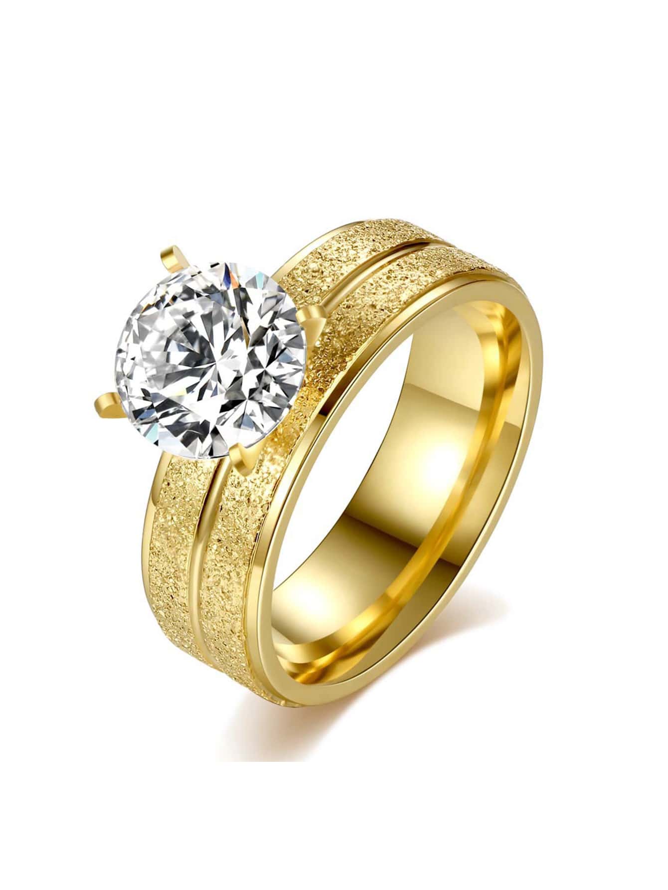 Nhẫn Tròn Khối Zirconia  Trang trí - Vàng - Xem 1