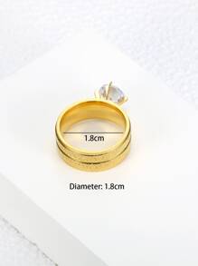 Nhẫn Tròn Khối Zirconia  Trang trí - Vàng - Xem 3
