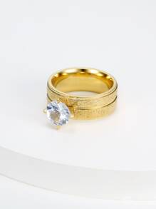 Nhẫn Tròn Khối Zirconia  Trang trí - Vàng - Xem 4