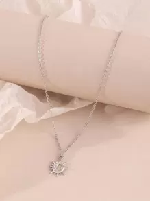 太陽吊墜項鏈 - 銀色 - 查看 3