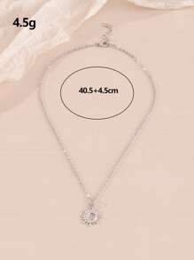 太陽吊墜項鏈 - 銀色 - 查看 4