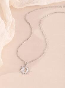 太陽吊墜項鏈 - 銀色 - 查看 5