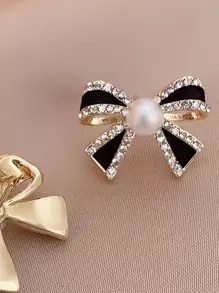 Andkiss Rhinestone Bow Decor Stud Earrings Valentines,Mom,Mother,Mother's Day,Gift - Multicolor - View 4
