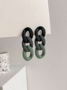 Chain Decor Drop Earrings - Multicolor - View 1