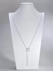 1 件 80 厘米长简约女士毛衣链，日常配饰和节日礼物 - 銀色 - 查看 1