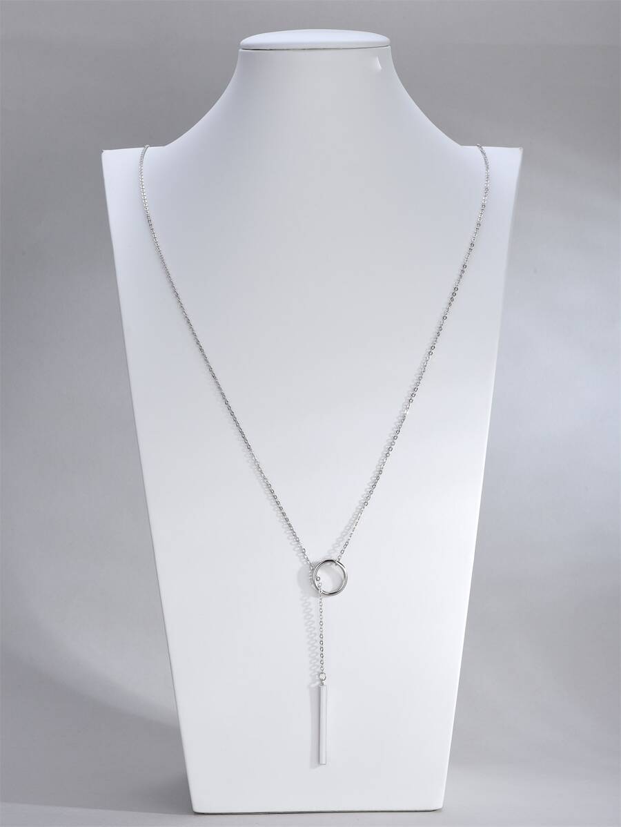 1 件 80 厘米长简约女士毛衣链，日常配饰和节日礼物 - 銀色 - 查看 1