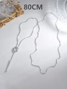 1 件 80 厘米长简约女士毛衣链，日常配饰和节日礼物 - 銀色 - 查看 3