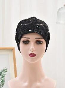 Sequin trang trí đầu quấn - màu đen - Xem 4