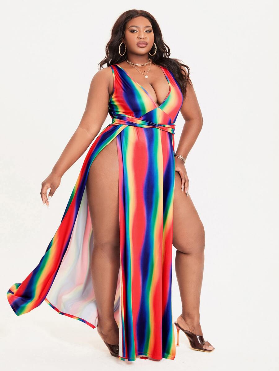 Slaydiva Váy quấn viền Ombre cỡ lớn - Nhiều màu - Xem 1